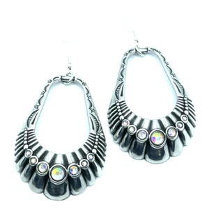 Brighton Del Rio Mermaid Style Etched Large Ovals Silver Earrings - Picture 1 of 6