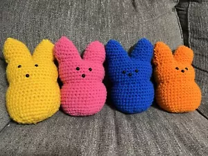 Lg Crocheted Amigurumi Children & Baby Stuffed Animal Toy -Easter Mallow Bunny - Picture 1 of 10