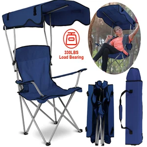Folding Camping Chairs With Canopy Shade Portable Heavy Duty Outdoor Beach Chair - Picture 1 of 11