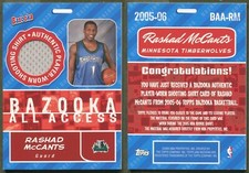 2005-06 Bazooka All-Access JERSEY #BAA-RM Rashad McCants Minnesota Timberwolves