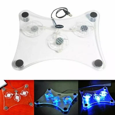 3 Fans USB Cooler Cooling Pad Stand LED Light Radiator For Laptop PC Notebook - Image 1 of 4