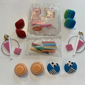 VTG.ESTATE LOT 6 LUCITE POURED LUCITE GROOVY RETRO PLASTIC MATCH STICKS EARRINGS - Picture 1 of 16