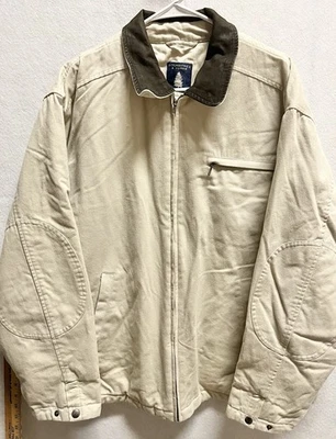 Roundtree Yorke Jacket Men L Khaki Outdoor Plaid Lined Field Zip Cotton Coat - Image 1 of 4