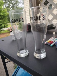 (2) Drakes Come Play Beer Glasses Set Of 2 - Picture 1 of 11