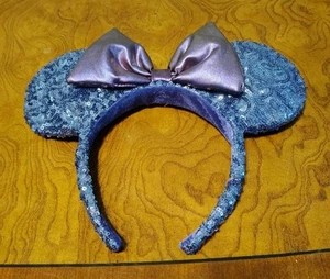Mickey Mouse Minnie Ears Bow Sequins Disney Parks Purple New Headband With Tags - Picture 1 of 2