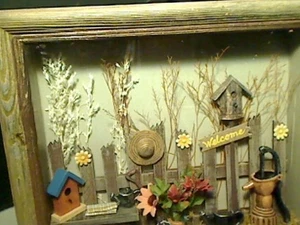 Vintage 3D Shadow Box Little Birdhouse, Willkommensschild - Bild 1 von 5