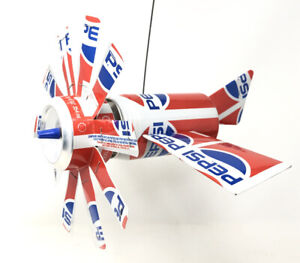 Pepsi Propeller Plane Hand Crafted Airplane Made from Soda Pop Cans With Hanger