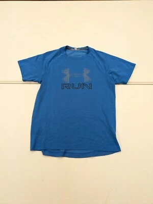 Under Armour Heatgear Run Shirt Mens M Medium Blue Crew Neck Fitted Running - Image 1 of 4