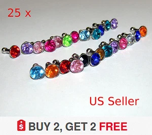 25 X- Bling Diamond Mixed Crystal 3.5mm iPone Earphone Jack Dust Plug Cap - Picture 1 of 5