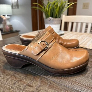 Zuecos de cuero Bass Leona hechos en Brasil sandalias con hebilla tacón marrón 8,5 - Imagen 1 de 8