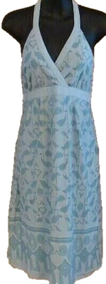 Vestido Athleta Azul Blanco Ikat Balsa Burnout Halter Sin Espalda S Foto 1 de 4