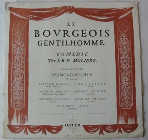 MOLIERE SOUPLEX BAROUX (LP 33T) LE BOURGEOIS GENTILHOMME LE MALADE IMAGINAIRE - Picture 1 of 4