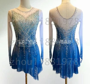 Competition Figure Skating Dress Girls Ice Skating Custom blue dyeing - Picture 1 of 6
