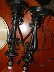 Black Metal Swirl Table Lamps, Set of 2, 16 in x 4 in. Tested and Working - Picture 1 of 4