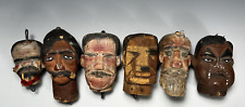 Mexico Mexican  Lot of 6 Puppet Head Figurine in Polychrome wood ca. 1920's