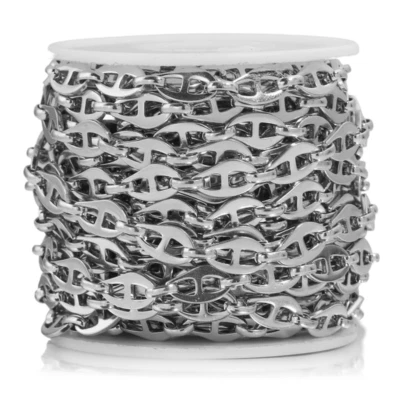 Cadena Figaro cubana plana de acero inoxidable para collares para hacer joyas hágalo usted mismo NUEVA Foto 1 de 4