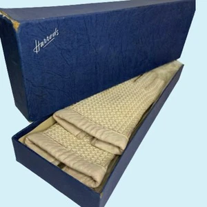 Vintage Harrods Gloves Cream Beige Knitted Shave Pigskin Driving Small Sz 7 Box - Picture 1 of 13