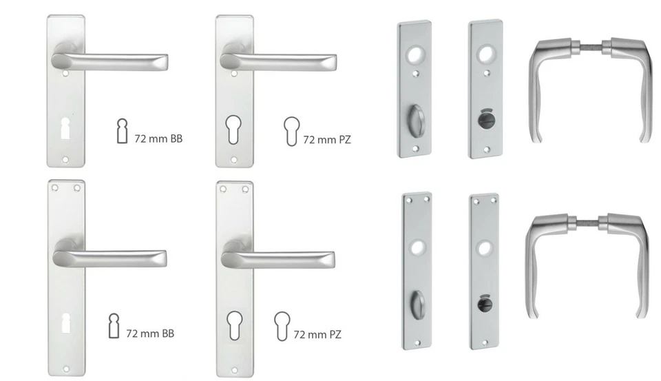 DIECKMANN Türdrücker Türgriff Klinke Garnitur Beschlag Drückergarnitur Schild Alu Silber