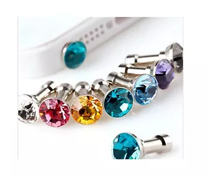 TAPPO ANTIPOLVERE DIAMANTE presa jack 3,5 per IPHONE 6 5 4 SAMSUNG GALAXY plug - Foto 1 di 1
