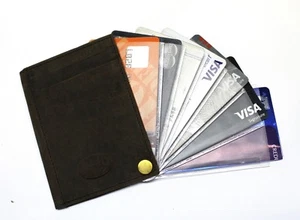 Credit Card Holder RFID Blocking Lining - Rugged Hunter Leather - Picture 1 of 5