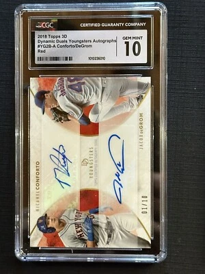 2018 On Demand Dynamic Duals Red 1/10 deGrom & Conforto CGC Gem 10 w/10 Autos - Image 1 of 4