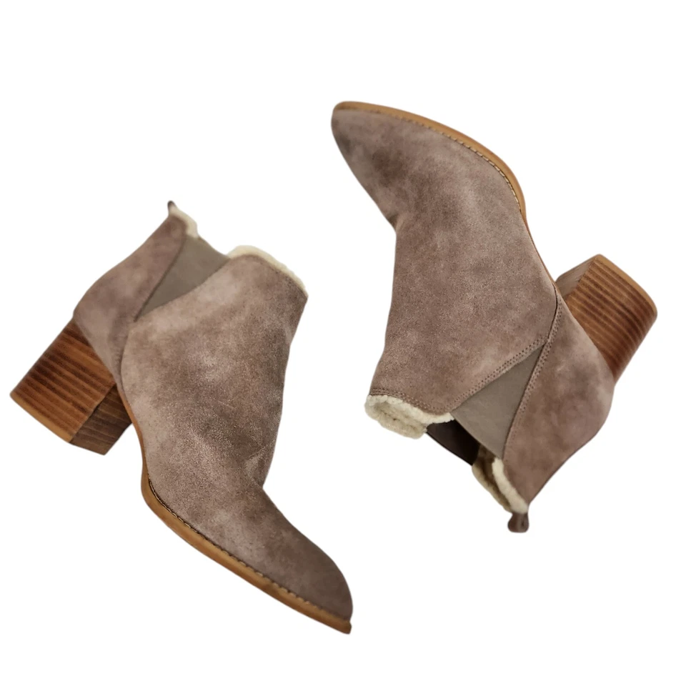 LIENDO Seychelles Botas Mujer 8.5 Taupe Gamuza Botín Piel de Oveja Zapato Cabina Foto 1 de 4
