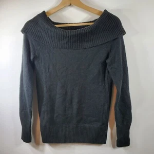 Moda International Boat Neck Black Ribbed Sleeves Sweater Size M - Picture 1 of 5