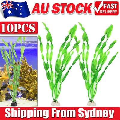 10X Artificial Fake Plastic Water Grass Plants Fish Tank Decor Aquarium Ornament - image 1 of 4