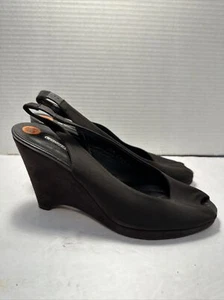 Donald J Pliner Women’s Brown Suede Wedge Slingback Peep Shoes 8.5N HHR-1 - Picture 1 of 4