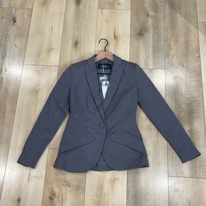 Elizabeth & Clarke Womens Gray The Unstainable Single Breasted Blazer Size 00 - Picture 1 of 10