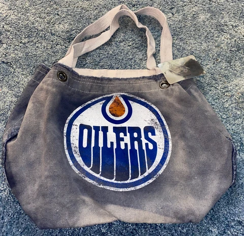 NWT NHL Edmonton Oilers Cotton Denim Tote Bag. Blue Cover