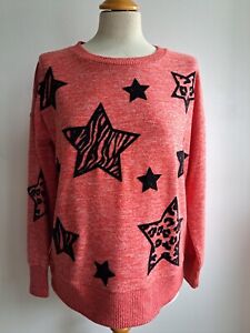 Lady's Super Soft Touch Knitted with Felt Star Applique Crew neck Jumper Size 12
