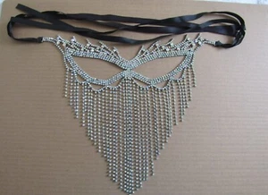 Sparkling Iridescent Crystal Face Mask Double Ribbon Tie Halloween New Year - Picture 1 of 8