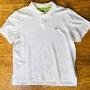 Nike White with Green Logo Mens Golf Polo Shirt SIze XL - Picture 1 of 4