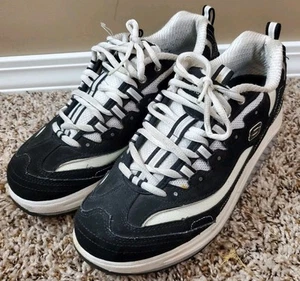 Women's Skechers Black White Shape-Up Tennis Shoes, Size 8.5 - Picture 1 of 9