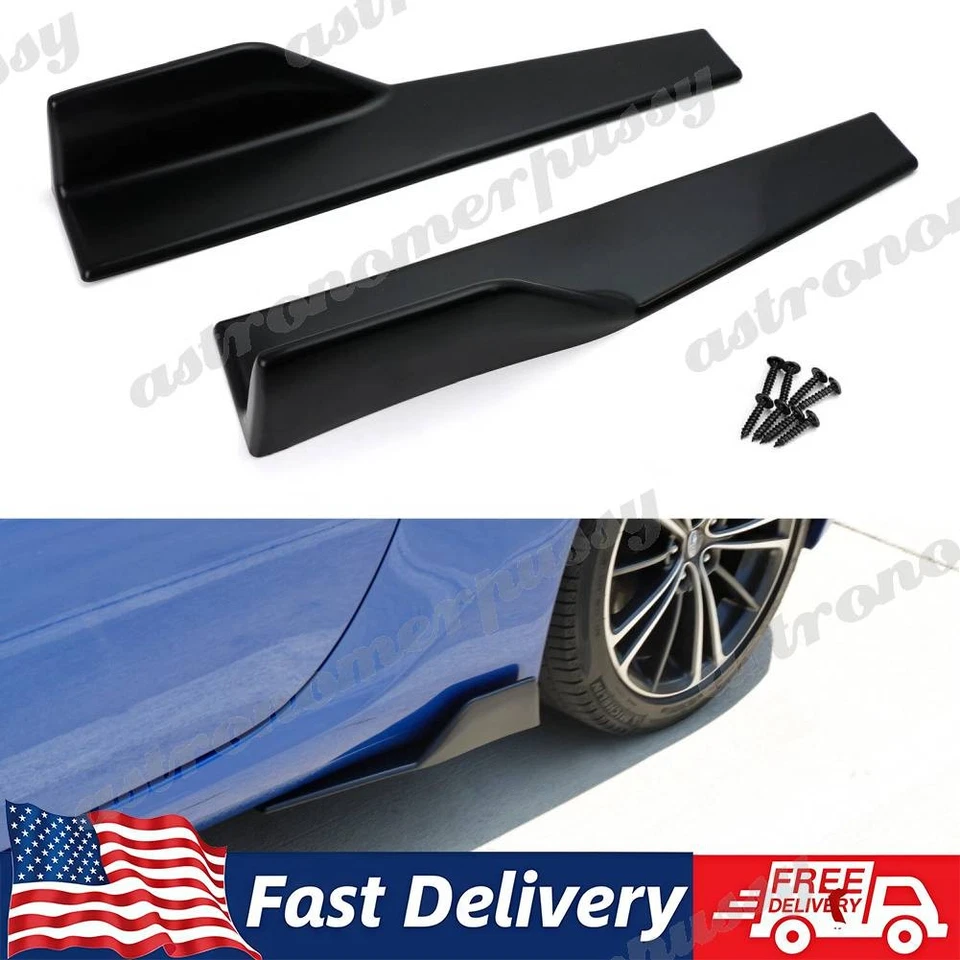 Left/Right Black Universal Rear Side Skirt Winglets Diffusers Extension For Car - Изображение 1 из 4