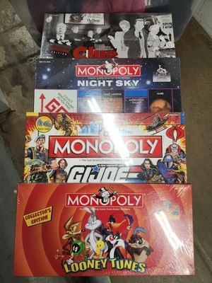 4 Monopoly G.I. Joe Looney Tunes Night Sky Clue NEW SEALED  COLLECTORS EDITION - Image 1 of 4