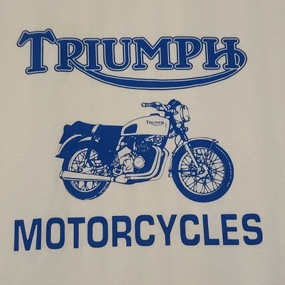 Camisa de motocicleta Triumph vintage pequeña para hombre Y2K Bob Dylan blanca azul excelente sin usar Foto 1 de 4