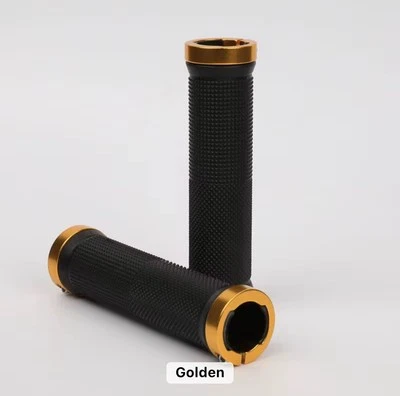 Gold Mtb/road/bmx/bicycle Handlebar Grips Colored Aluminum Collars Locking - Image 1 of 2