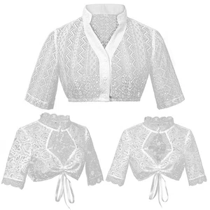 Mujeres Dirndl Blusa Oktoberfest Camisa Manga Corta Top Corto Cerveza Festival Conjunto - Imagen 1 de 27