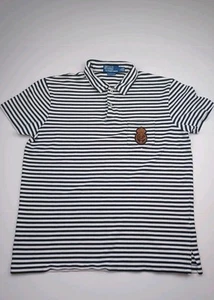 Vintage Ralph Lauren Herren Polo schwarz weiß gestreift Größe Large Baumwolle Hemd Logo - Bild 1 von 6