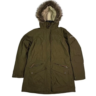 Chaqueta parka aislante para mujer Columbia verde con capucha grande desmontable acolchada Foto 1 de 4