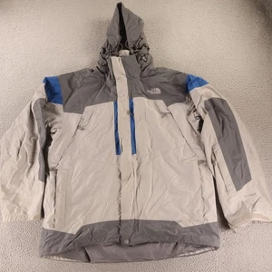 North Face Jacket Mens L Gray HyVent Full Zip Hooded Blue Outdoors Winter Nylon - Picture 1 of 23