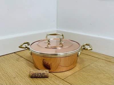 Pentola vintage in rame e argento con coperchio, misura 16, anni 1960 - Immagine 1 di 4