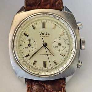 VETTA-ETANCHE-CRONO-ACCIAIO-OVERSIZE (37,5 X 37 MM)-VALJOUX 23-RUOTA A COLONNE - Picture 1 of 24