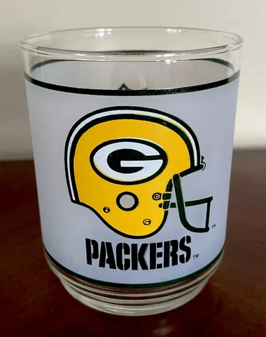 GREEN BAY PACKERS Glass NFL Football Mobil Oil Gas Station Vintage 1980's 80's Cover