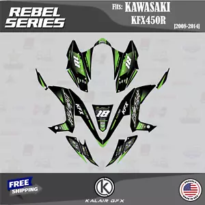 Graphics Kit for KAWASAKI KFX450R (2008-2014) Rebel Series - Green-16 Mil - Picture 1 of 6