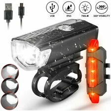 USB Rechargeable LED Bicycle Headlight Bike Head Light Cycling Front Rear Lamp