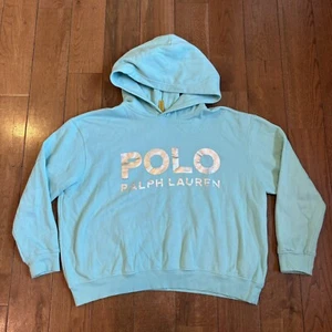 Girls Polo Ralph Lauren Teal Blue Silver Logo Hoodie Sweatshirt sz XL (16) - Picture 1 of 8