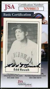 Edd Roush JSA Coa Autograph 1978 Grand Slam Hand Signed